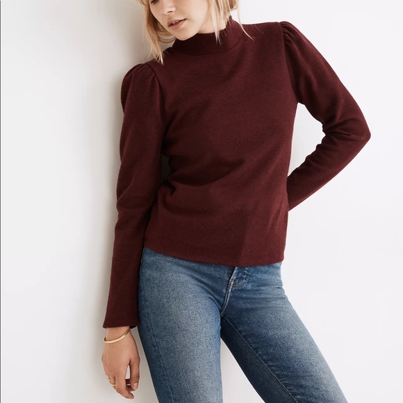 Madewell Tops - NWT MADEWELL (Re)sourced Plush Mockneck Puff-Sleeve Top XS